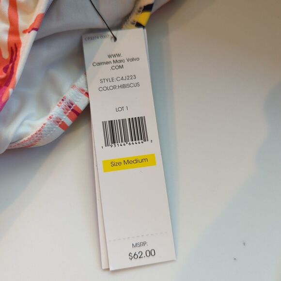 Carmen Marc Valvo Classic Shirred Waist Bikini Bottom Medium Brava Lily Floral - Picture 4 of 8